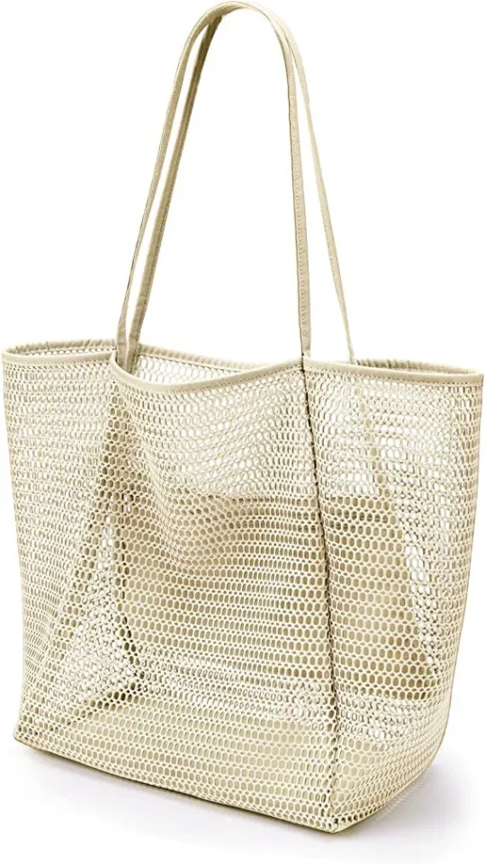 Stylish beach bag mesh shoulder tote bag for men and women