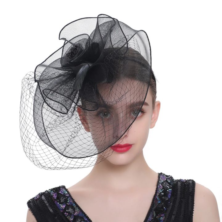 【beauty code store】Fascinators Hat for Women Party Headband Kentucky Wedding Cocktail Flower Mesh Feathers Hair