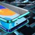 Biruiqu For Redmi Note 11 11s Magnetic Absorption Case Metal Frame Shockproof Double Sided Tempered Glass Magnetic Case Cover.