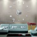 Frameless DIY Wall Mute Clock 3D Mirror Surface Sticker Home Office Decor 12-hour Display Wall Clock With Time Mark 50x50 CM. 