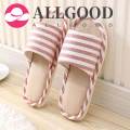 Women's Home Indoor Non-slip Slippers Ladies Flat Printed Soft Comfortable Cotton-linen Flipflops. 
