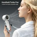 Turbo Mini High-Speed Handheld Fan with Smart Digital Display, 5 Wind Speeds & Rechargeable 1200mAh Battery – N607 Gray. 
