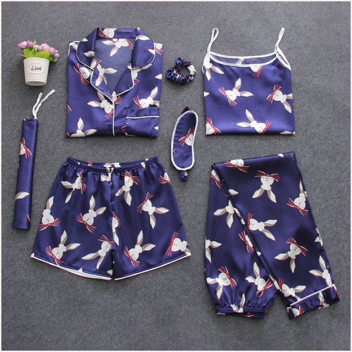 7%20Pieces%20Womens%20Silk%20Satin%20Pajamas%20Sets%20Pyjamas%20Set%20Sleepwear%20Pijama%20Pajamas%20Suit%20Female%20Sleep%20Two%20Piece%20Set%20Loungewear%20-%20Image%205