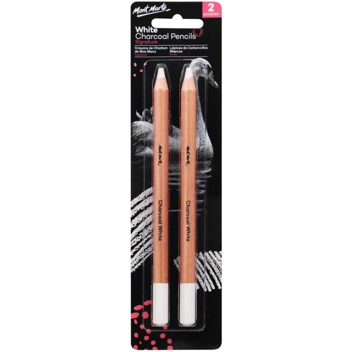 Mont Marte White Charcoal Pencils Lge Hex 2pc
