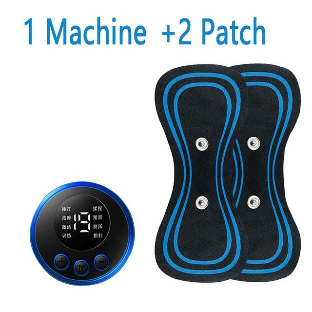 EMS Mini Neck Pulse Massager Electric LCD Display Stretcher EMS Mini Massager 2 pad