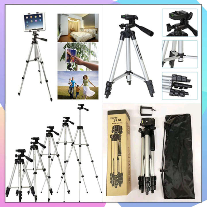 3110 Aluminum Alloy Tripod For Camera and Mobile - Silver and Black