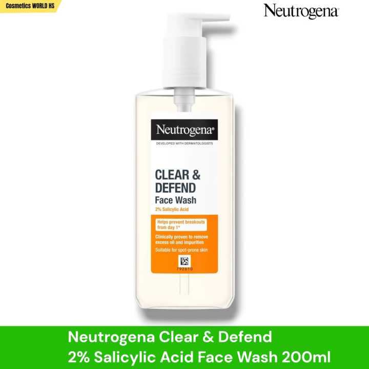 NEUTROGENA Clear & Defend 2% Salicylic Acid Face Wash 200ml - Oil Free Face Wash