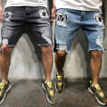 Elegantstunning Men Denim Shorts Summer Slim Fit Casual Cropped Pants Middle Waist Straight Sports Cargo Jeans For Beach. 