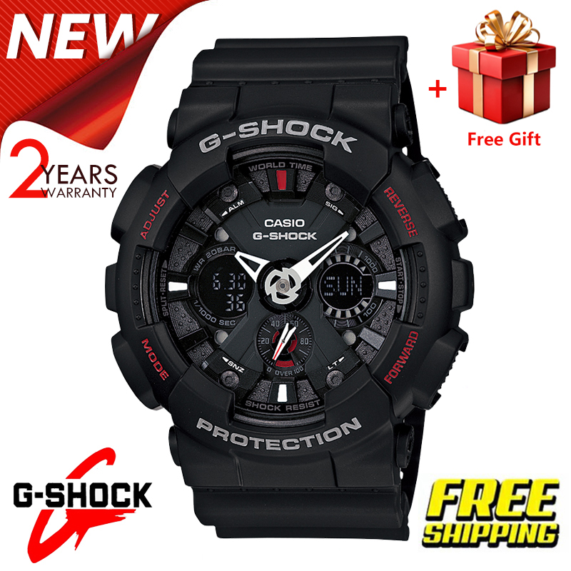 (Ready Stock) G Shock Men Watch Sport Watch GA120 Dual Time Display Water Resistant Shockproof and Waterproof World Time LED Light Man Boy Sports Lover Wrist Watches with 2 Years Warranty GA-120-1A