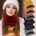 【Atoztide Store】Winter Ring Scarf Plush Knitted Neck Scarves Outdoor Woolen Yarn Soft Muffler. 