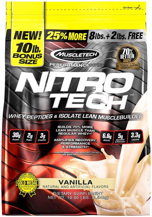 Nitro-Tech Whey Protein Isolate & Peptides 10LB
