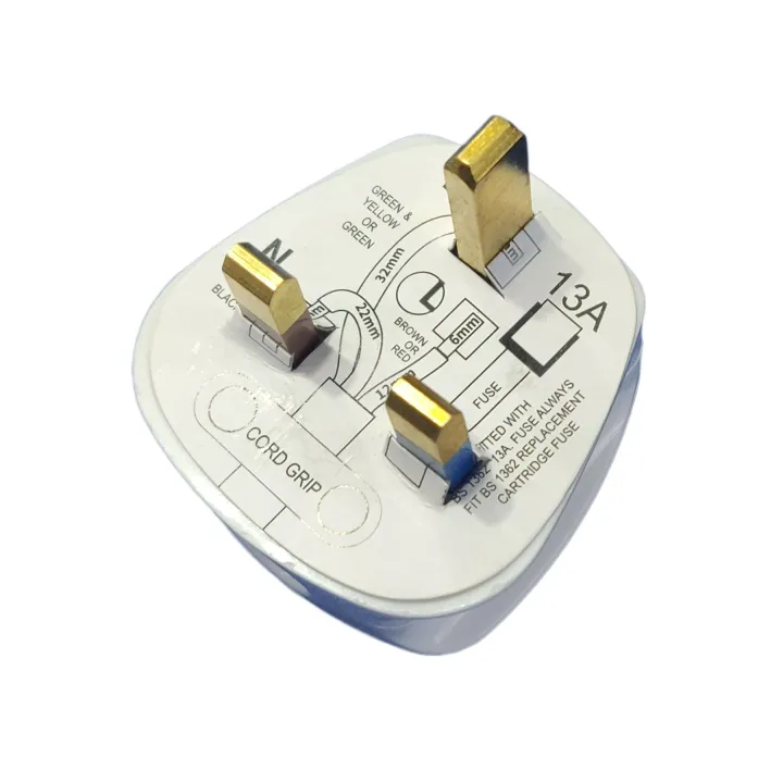 T&J%20Fused%2012pcs%2013A%203%20Pin%20Flat%20Electrical%20Plug%20Premium%20Quality%20100%25%20Copper%20White%20Connector%20Cord%20Adapter%20Electrical%20Power%20Socket%20-%20Image%204