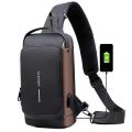 Men Anti-theft Crossbody Bag - Brown. 