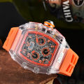 Richard RM Shake Fast Selling 6-pin Quartz Watch Barrel Hollow Fashion Non-mechanical Watch in stock Transparent Watch. 