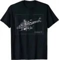 AH-64 Apache Helicopter Blueprint Shirt Summer Cotton O-neck Short Sleeve T-shirt. 