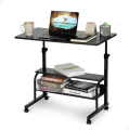 Double Layer Adjustable Reading Table (Moveable & Height Adjustable Laptop Table with 2 Shelves / Study Table / Side Table).