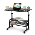 Double Layer Adjustable Reading Table (Moveable & Height Adjustable Laptop Table with 2 Shelves / Study Table / Side Table). 