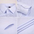 High Quality Cotton Men Dress Long Sleeve Shirt 2023 New Solid Male Plus Size Regular Fit Stripe Business Shirt White Blue.