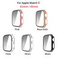 (New) Tempered Glass Film Plating PC Watch Case For Apple Watch Series 9 / 8 & 7 41mm.