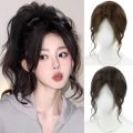 【Deal】 Invisible Women Topper All-Match Clip in Curly Middle Part Bangs Hair Extensions Seamless Front Side Long Bangs. 
