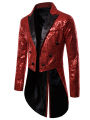 Men’ s Suit, Sequins Turn-Down Collar Long Sleeve Swallow-Tailed Coat for Men, S/M/L/XL/XXL.