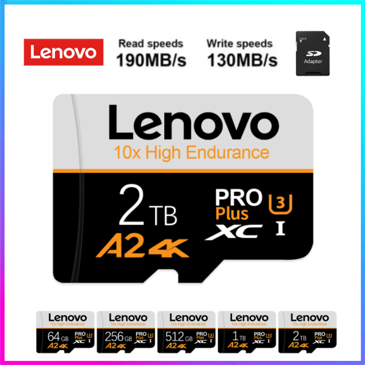 Lenovo 2TB SD Memory Card 1TB Micro TF/SD Card 512GB Class 10 High Speed A2 U3 Flash TF Card V60 Flash SD Card For 4K Camera