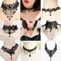 Gothic Lace Choker Clavicle Chain Women's Choker Simple Necklace Black Punk Accessories Choker Neck Strap.