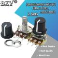 2Sets 2pcs+2pcs WH148 B1K ~ B1M Ohm 1K 2K 5K 10K 20K 3Pin 15mm 10K New 3 Terminal Linear Taper Rotary Potentiometer For Arduino. 