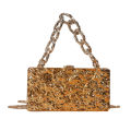 Acrylic Bag New 2023 European and American Fashion Ice Crack Personality Shoulder Bag Women's Chain Crossbody Box Bag.
