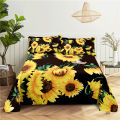 Sunflower Bedding Sheet Home Digital Printing Polyester Bed Flat Sheet With Pillowcase Print Bed Sheet. 