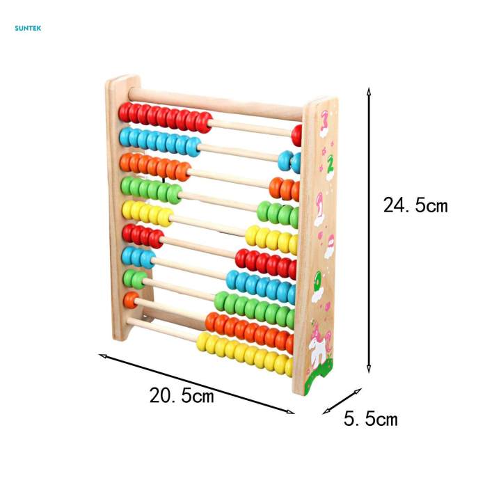 Wooden Abacus for Kids Math with Colorful Beads Educational 10 Rows ...