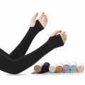 Black UV Sun Protection Hand Protector Ice Silk Arm Sleeves Sunscreen Sleeves.