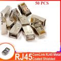 RJ45 Connector (Metal Shielded) 50Pcs Compatible with CAT5E CAT6.