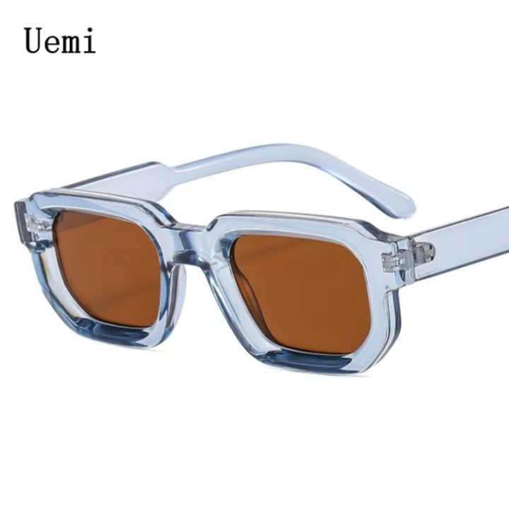 New Fashion Blue Square Sunglasses For Women Men Retro