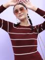 Pantoneclo Premium Women's / Girl's Round Neck Pullover Long Sleeve Stripe Sweat Shirt / Sweater / Cardigan / Jumper. 