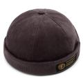 Mens Corduroy Adjustable Solid French Brimless Hat Retro Skullcap Sailor Cap.