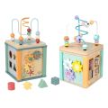 6in1 Wooden Activity Cube Montessori Toys for 12M+ Baby Carrots Harvest Game Bead Maze Preschool Learning Education Shape Sorter.