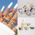 6Pcs/Set Luxury Crystal Rings Set for Women Girl Party. 