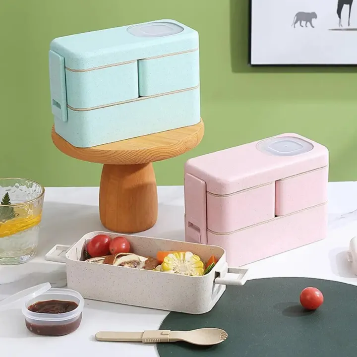 Leak-proof%20Bento%20Lunch%20Box%20With%203%20Compartments%20Double%20Layer%20Buckle%20Closure%20Microwave%20Safe%20Stackable%20Salad%20Box%20For%20Kids%20Adults%20-%20Image%204