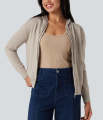 Womens Soft Knit Zip-Up Full Sleeve Sweater Hoodie with Pockets From Levin.