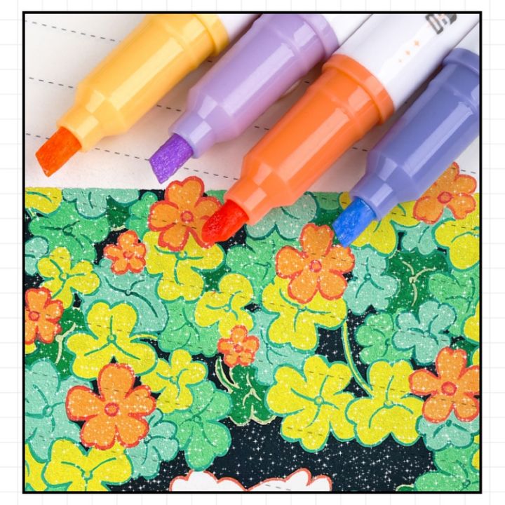 RHS%20Online%204PCS%20Shiny%20Pen%20Glitter%20Highlighters%20Planner%20Journaling%20Fluorescent%20Highlighter%20Sparkling%20Note-taking%20Highlighters%20Soft%20Color%20-%20Image%205