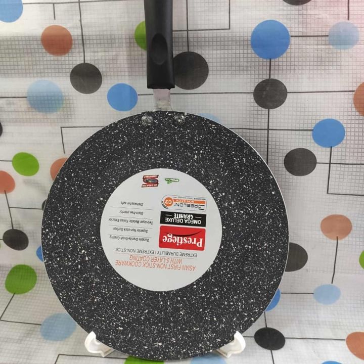 Prestidge ruti tawa 26 - 28Cm 5 layer Marble Coating granite non Stick Cookware Roti Dosa Tawa 280 MM Steel usable for gas, not induction - Black