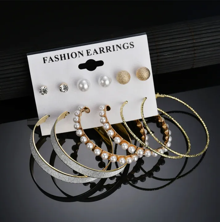 Trendy%20Korean%20Earrings%206%20Pairs%20=%2012%20Pcs%20Pearl%20Stud%20Big%20Hoop%20Earrings%20Set%20for%20Girls%20Simple%20Stylish%20-%20Earrings%20Set%20for%20Women%20New%20Collection%20-%20Ear%20Ring%20for%20Girls%20Simple%20Stylish%20-%20Image%208