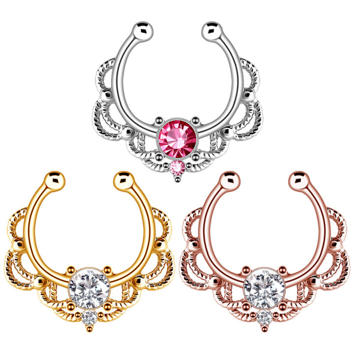1PCS%20Crystal%20Nose%20Ring%20Septum%20Jewelry%20Non%20Piercing%20Bat%20Nose%20Ring%20Septum%20Cuff%20Earring%20Rook%20Faux%20Nose%20Piercing%20Clip%20On%20-%20Image%204