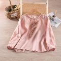 Ethnic Style Cotton and Linen Embroidery Shirt Women's Spring and Summer round Neck T T Shirt Loose All-Match Tea Clothes Retro Top for Women.
