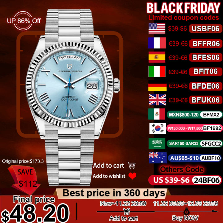 PAGANI DESIGN 2024 New DD36 Men's Watches Top brand Luxury Mechanical Automatic Watch Men AR Sapphire Wristwatch Men 10Bar ST16