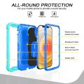 (New)PC + Rubber 3-layers Shockproof Protective Case with Rotating Holder For iPhone 12 Mini.