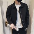Men White Jacket Korean Style Fashionable All-Matching Solid Color Simple Men's Clothing Clothes Spring and Autumn Ruan Shuai New Coat.