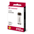 Transcend 512GB ESD300S Type C Portable SSD Silver.