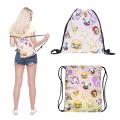 Unicorn Emoji Drawstring Backpack School Shopping Travel Bag Handbag Rucksack. 